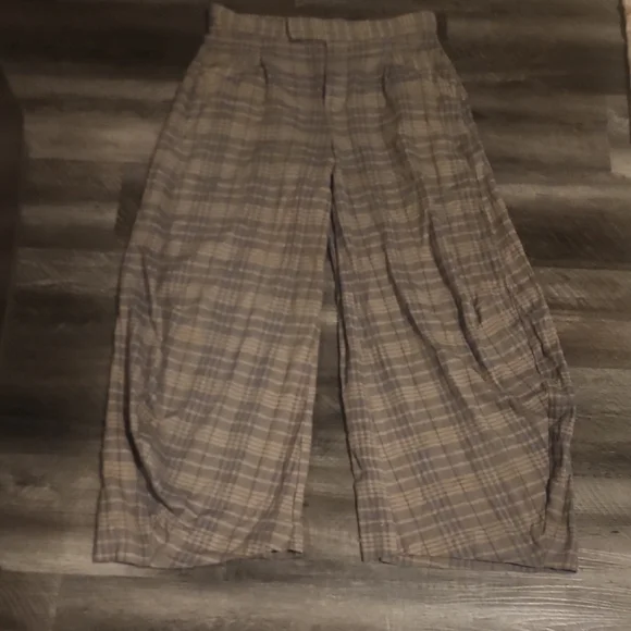 Free People Plaid Regan Barrel Trousers Size 12 - Picture 4 of 5